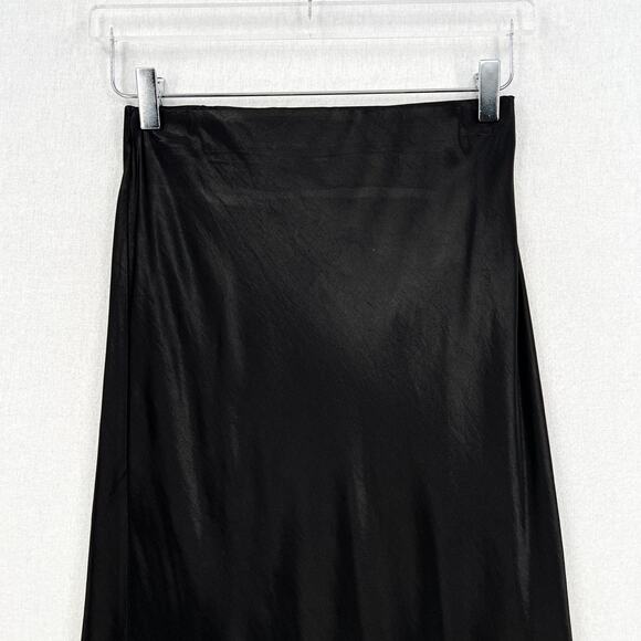 ENZA COSTA Satin Bias Cut Skirt Womens Small 1 Black Midi Pull on Slip Maxi NWOT - Picture 6 of 16